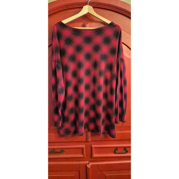 J. Jill XL Buffalo Plaid Tunic Top Shirt Blouse Red Black Long Sleeve Soft Light - Picture 3 of 3